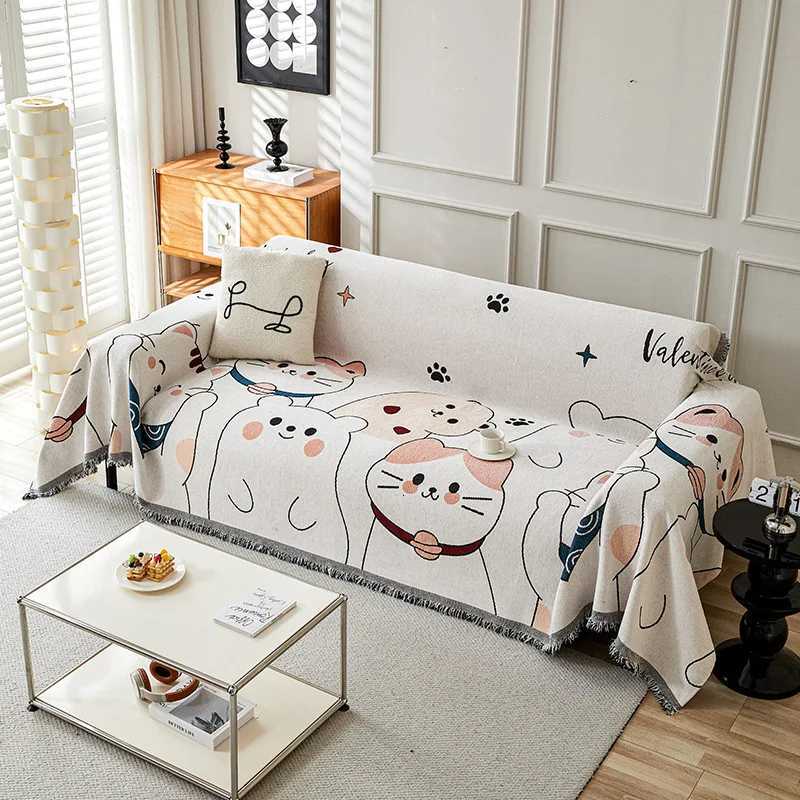 Thicken Chenille Blanket Classic Cute Cartoon Sofa Blanket Winter Couch Non Slip Blanket Office Nap Shawl Cushion Sofa Covers M251204 - view 3