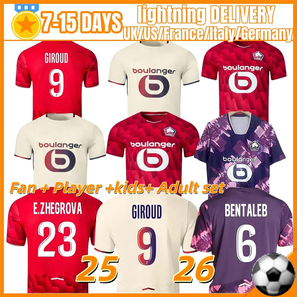 Maillot Lille 2025 26 Soccer Jerseys 2025 2026 LOSC Fourth Football Jersey Shirt Kit Home Away Third HARALDSSON Men Kids Kit GIROUD J DAVID ZHEGROVA ANGEL YAZICI