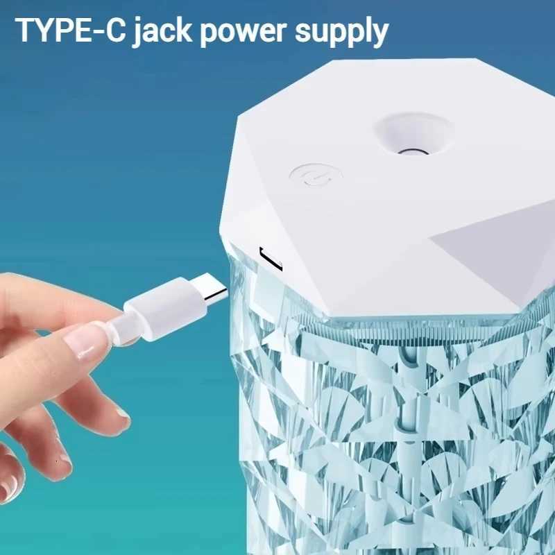 Air humidifier 500ML crystal color lamp aratherapy spray essential oil diffuser household humidifier with night light C251204
