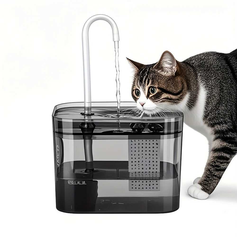 15L Cat Water Fountain with USB Auto Filter Recirculate Transparent Black Cat Drinker Automatic Pet Drinking Dispenser M251204