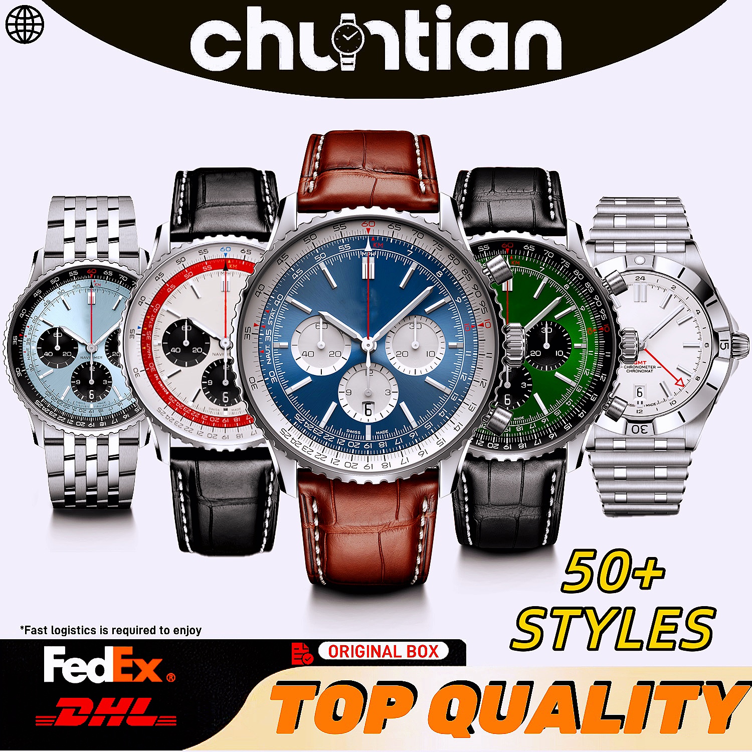 AAA Breitlnglies Watches Navitime Chronograph Premium Quality Mens Watches Swiss Luxury Designer Watch Personalized Couple Watches Luminous Waterproof With Box