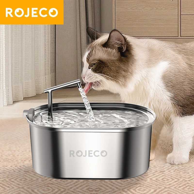 ROJECO Stainless Steel Cat Water Fountain Automatic Cat Drinker Drinking Fountain For Cats Dogs Pet Water Dispenser Accessories M251204