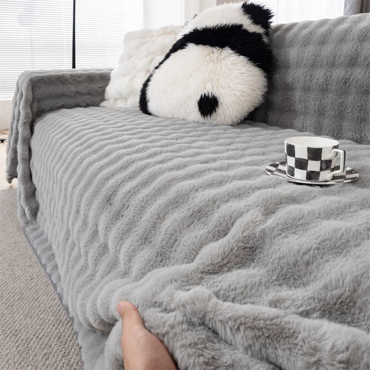 Bubble Imitation Fur Sofa Towel Faux Fur Sofa Cover Blanket Couch Cover Universal for Living Room Warm M251204 - view 4
