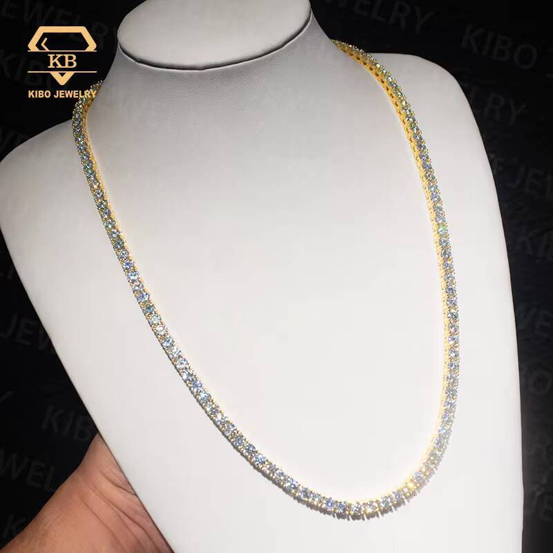 Hip Hop Jewelry Iced Out VVS1 D Color Mossanite Diamond 3 4 5 mm Moissanite Real 10K Solid Gold Tennis Chain Necklace