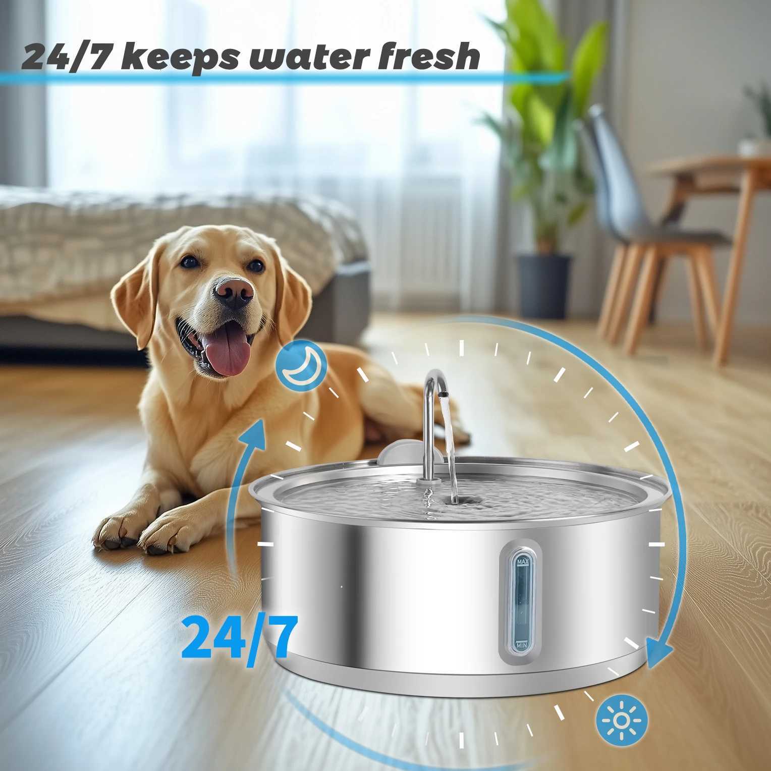 8L Large Capacity Stainless Steel Cat Water FountainPet Water Dispenser With FilterDog Drinking Fountain For Cats M251204 - view 6