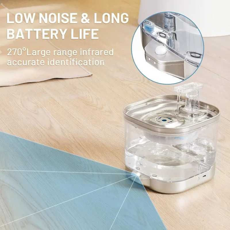 2L Wireless Cat Water Fountain Auto Sensor Pet Drinking Fountain For Cats Dog Drinker Bowl Pet Water Dispenser Pet Accessories M251204