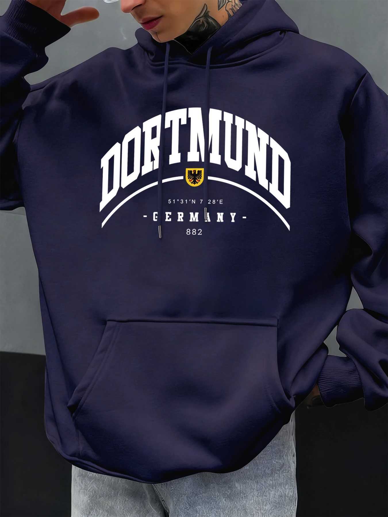 Dortmund Germany Letter Pattern Autumn Hoody Men Casual Oversize Hoodies Fashion Fleece Clothing Personality Unisex Pullover M251204