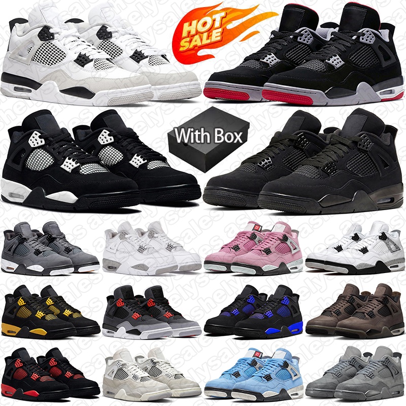 with box designer 4s basketball shoes mens designer sneakers Military Black Cat Cactus Jack stylish women outdoor trainers jump mans 4 airjordanretro jordan4shoe