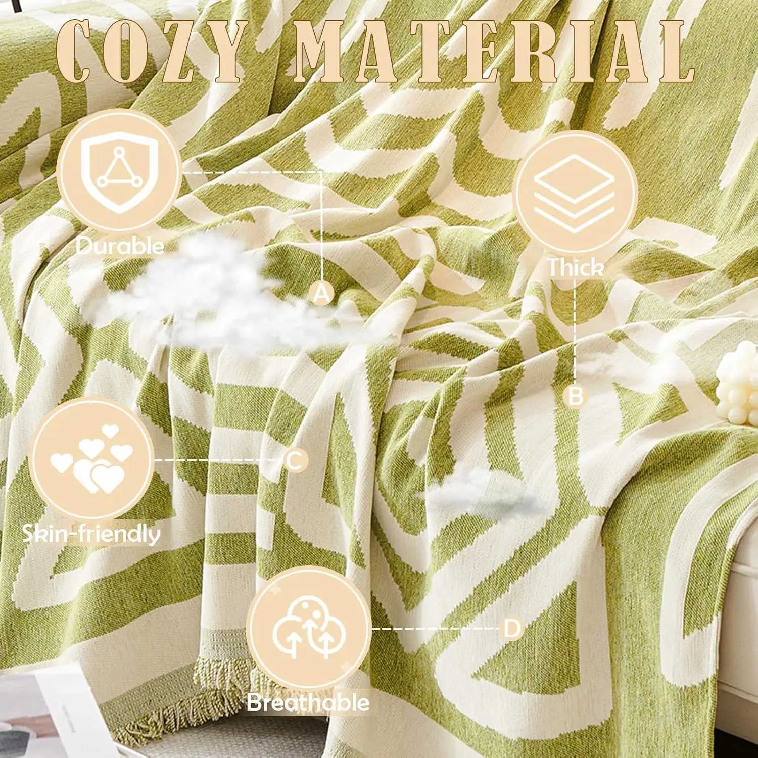 1PC Bohemian Style Double-Sided Fringe Chenille Hair Towel Soft and Comfortable Home Sofa Decoration For Camping Picnic Blanket M251204 - view 5