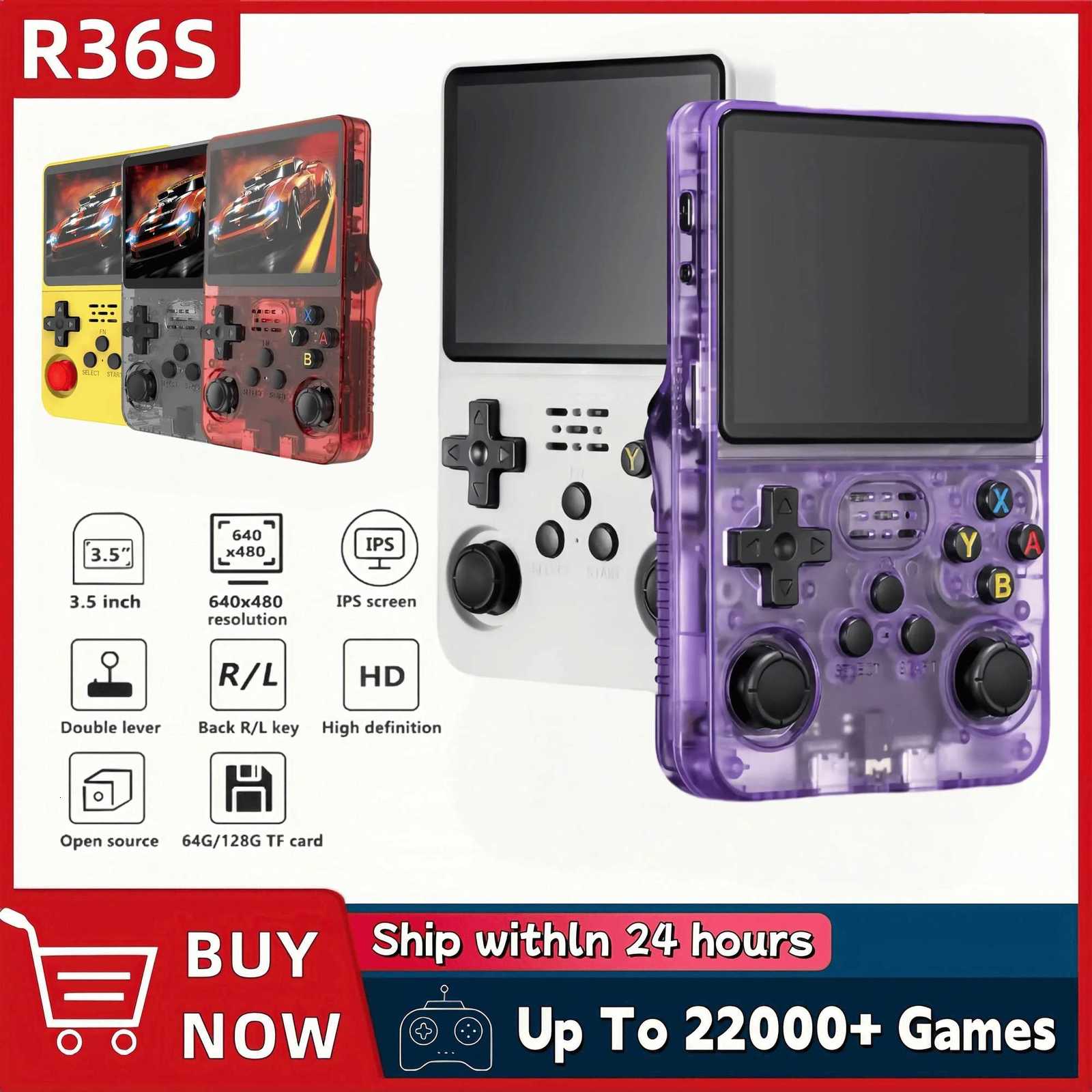 Retro R36S Handheld Video Game Console 35 Inch IPS Sn 128GB Preloaded Games Portable Pocket Player Linux System H251204