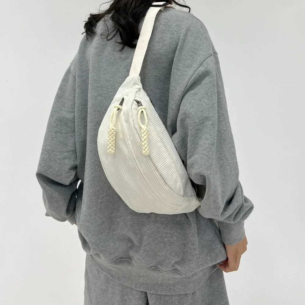 Corduroy Women Waist Pack Large Capacity Street Style Chest Bag Fanny Pack Shoulder Crossbody Bags Sling Pack Waist Belt BagT251204