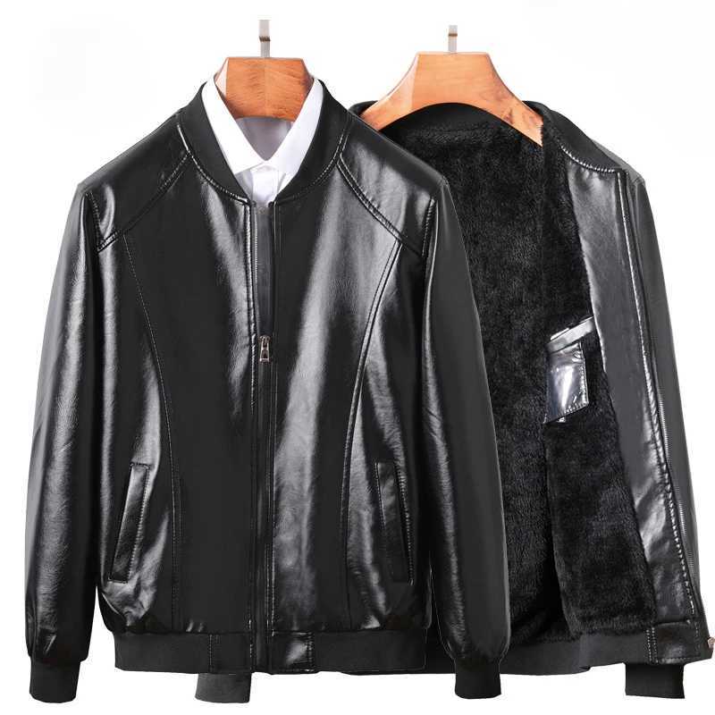 New Winter Men Slim Fit Casual Leather Jackets Coats Good Quality Male Fleece Warm PU Leather Coats Mens Clothing Size 3XLT251204