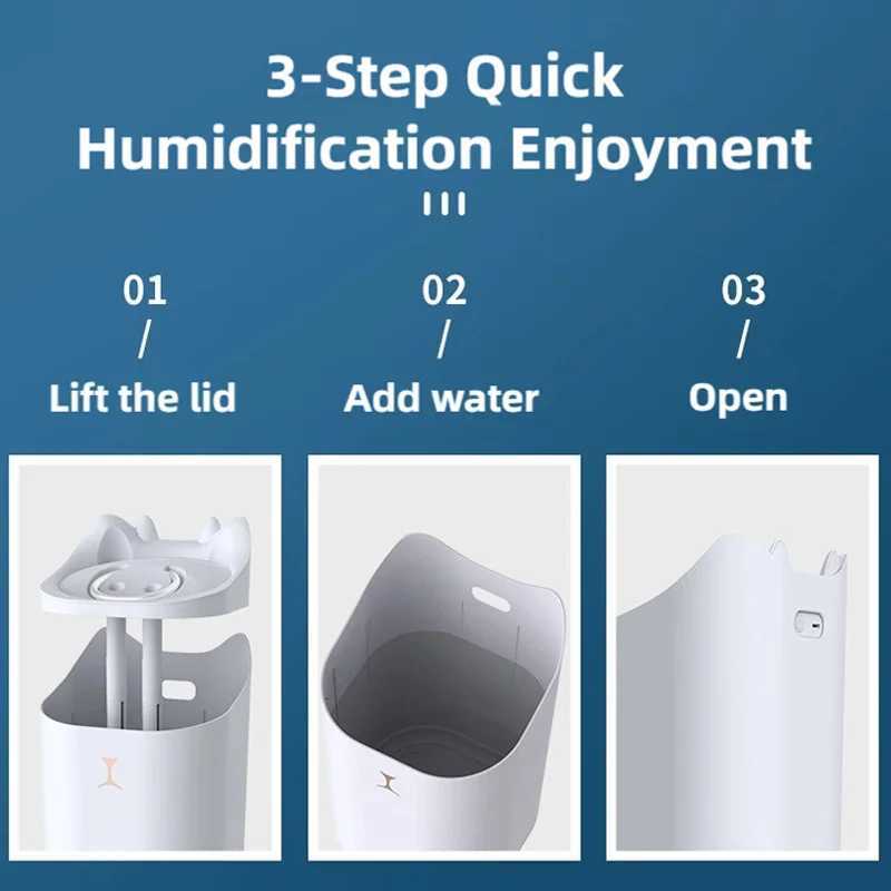 TINSOL 33L Dual-Spray Air Humidifier He Aratherapy Diffuser USB-Charging Air Purifier Nebizer with Ambient Lighting C251204