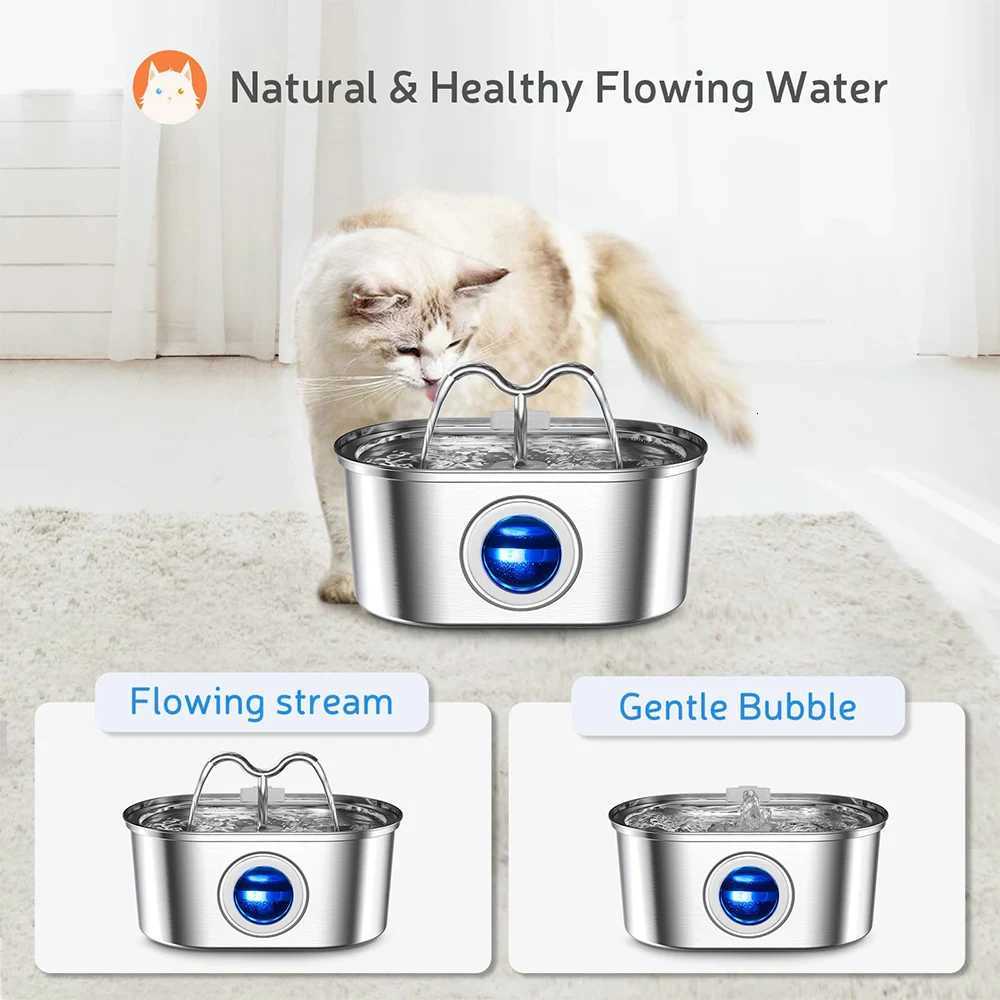 108oz/32L Cat Water Stainless Steel Pets Dispenser With LED Light Silent Pump Automatic Fountain For Cat Dog Drinking Bowl M251204