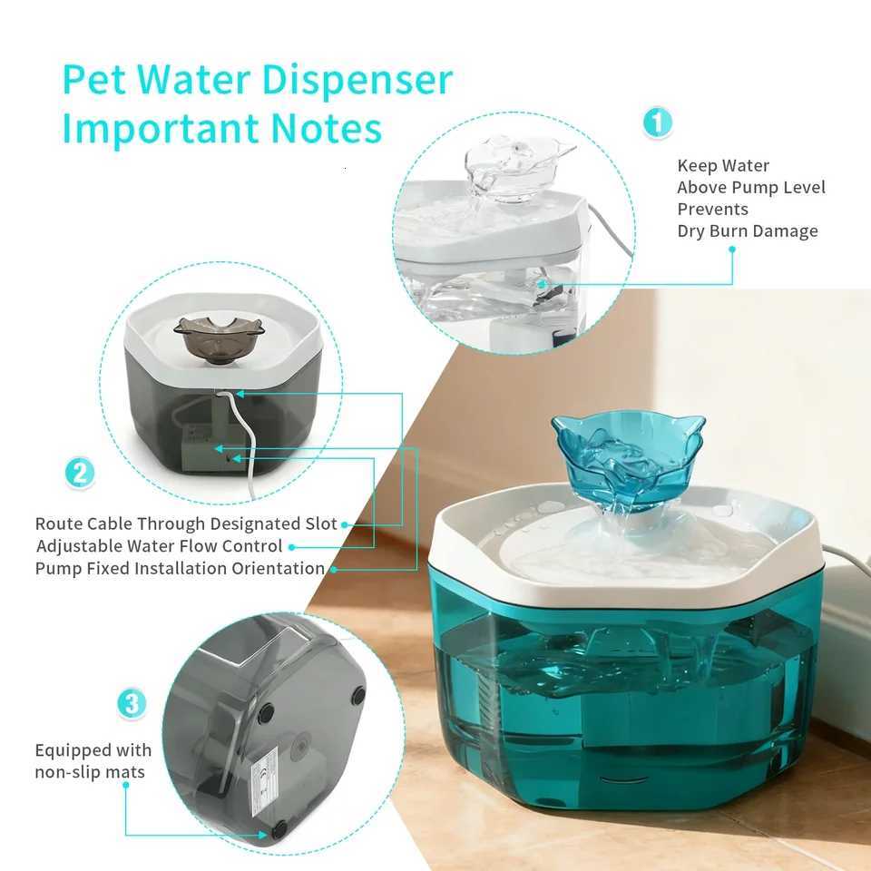 Cat Fountain 12L/4223fl oz Cat Water Dispenser Pet Drinking Fountain USB Powered - Suitable for Cats/Small to Medium Dogs M251204