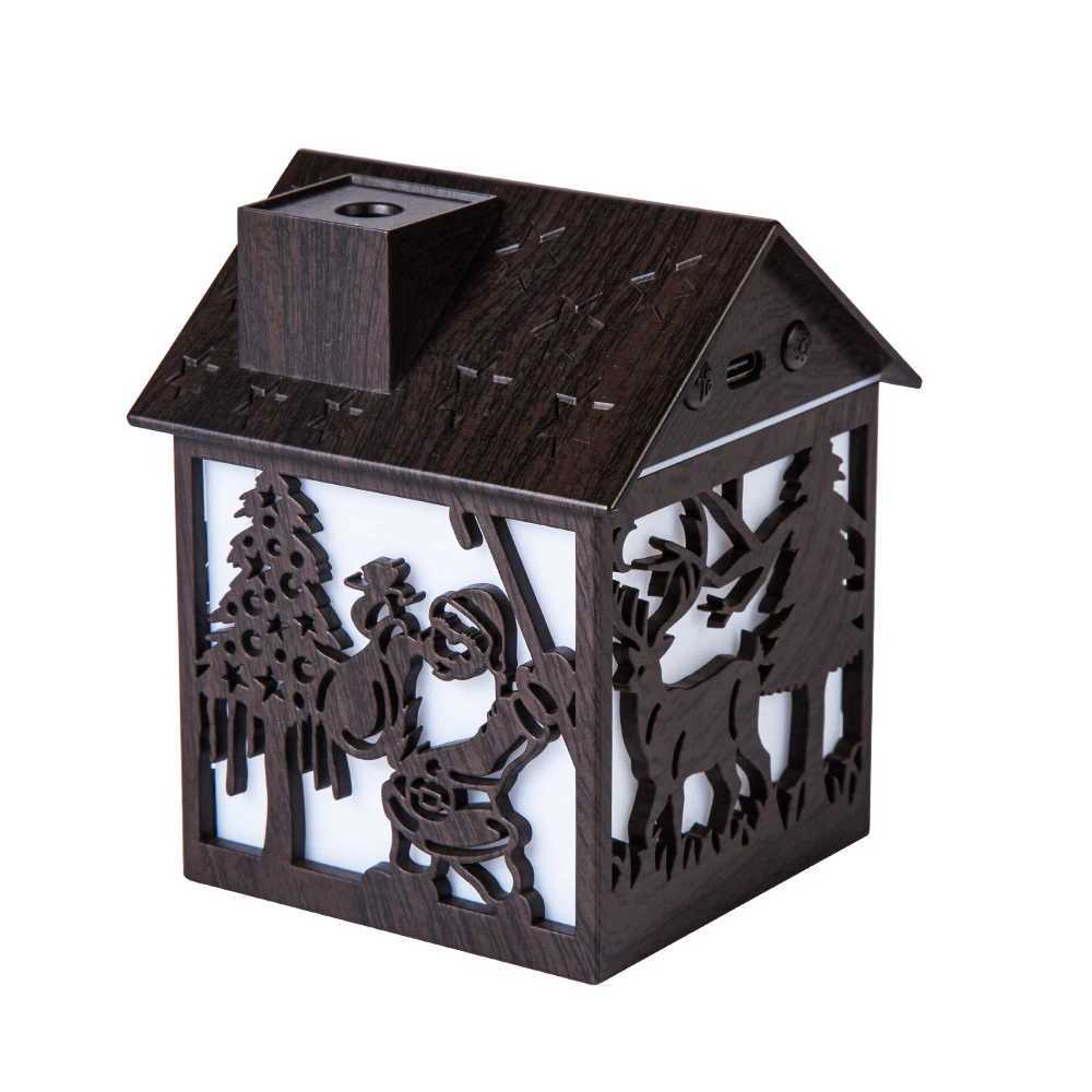 Christmas wooden house humidifier USB he bedro humidifier hollow bedro night light mini small gradient li C251204