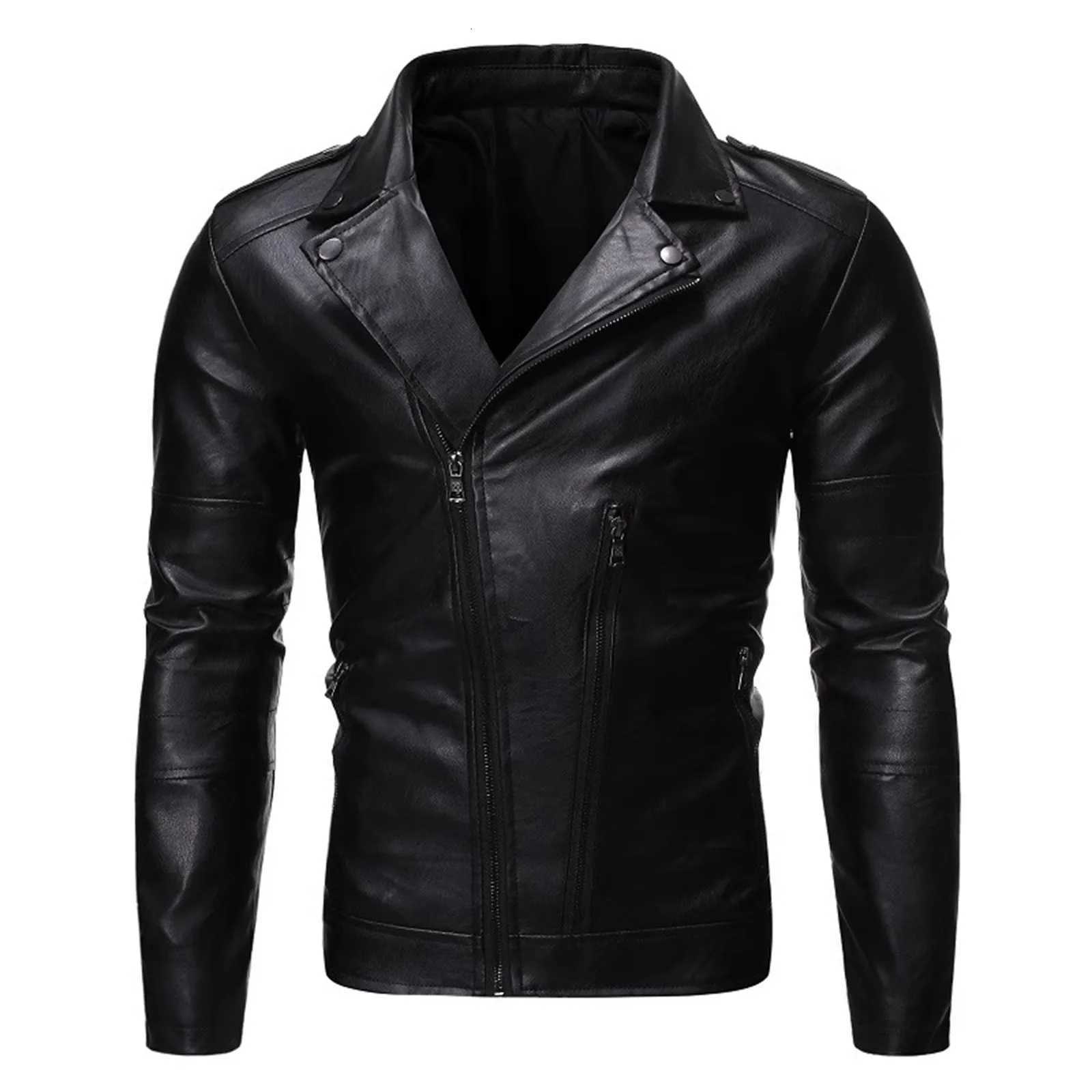 Male And Winter Solid Color Leather Jacket Warm Coat Jacket Stand Long Sleeve Pocket Fashion Coat Mens clothing chaquetaT251204