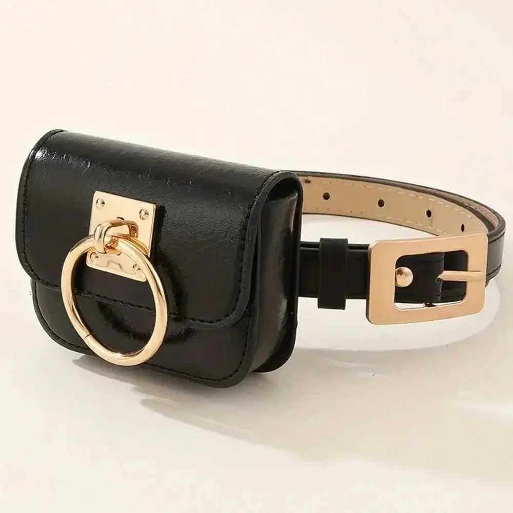 PU Leather Women Vintage Belt Bag New Black Travel Waist Purse Metal Buckle Belts Punk Square Heart Y2K Style Gothic Fanny PacksT251204