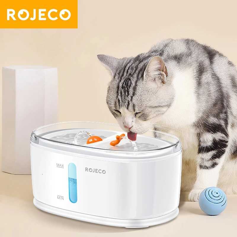 ROJECO Automatic Wireless Cat Water Fountain Dual Cat Drinker Drinking Fountain For Cats Dogs Pet Water Dispenser Accessories M251204
