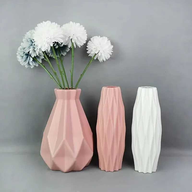 1pc Modern Flower Vase White Blue Plastic Basket Nordic He Living Ro Decoration Ornament Flower Arrangement H251204