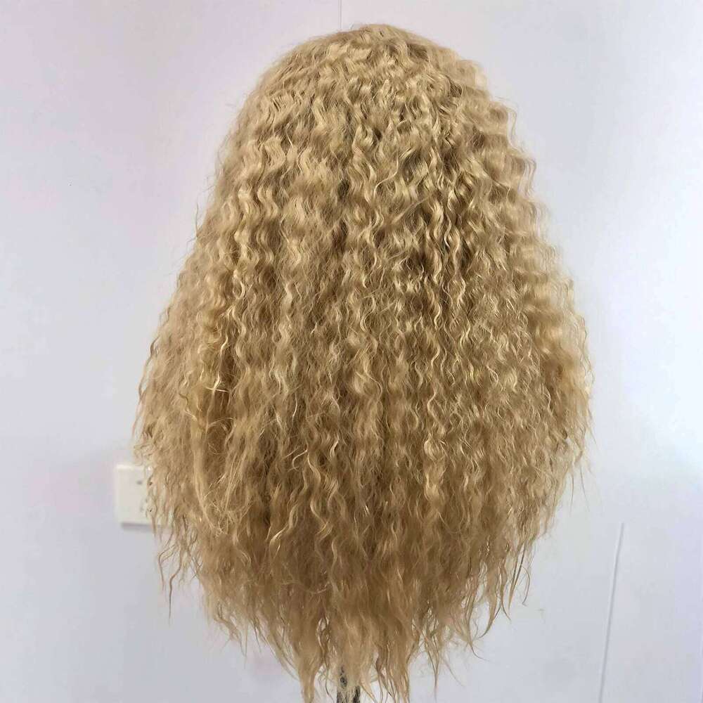 Ash Long Blonde Synthetic Front Wig Glueless Ready To Wear Water Wave Curly Lace Wigs For Women Xiusiyuan251204