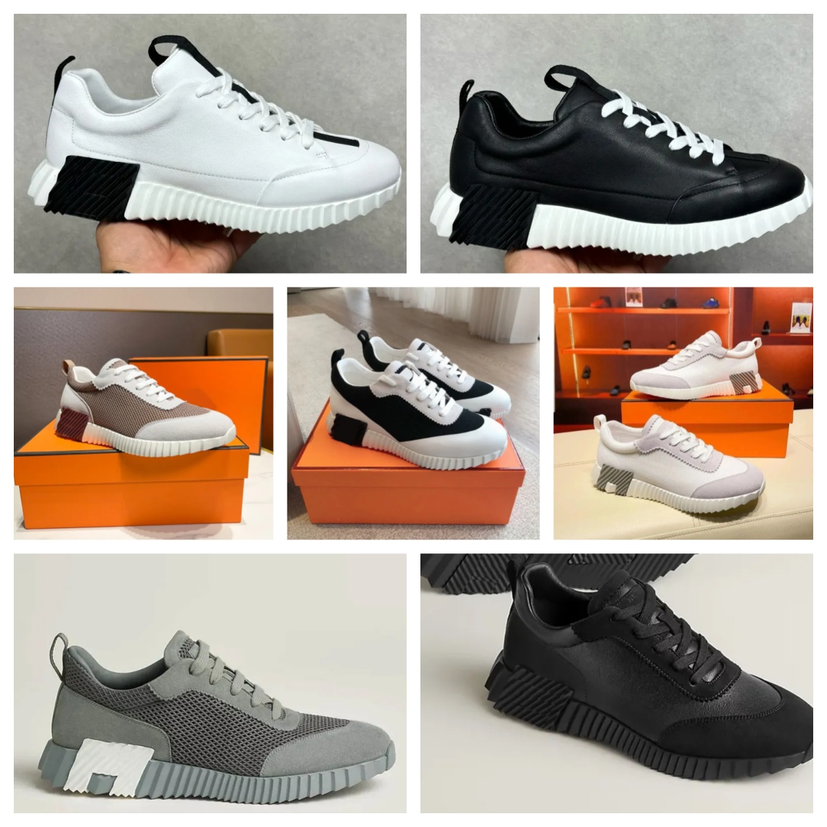 luxury designer shoes Bouncing Sneaker Men shoes Casual Leather And Mesh Lace Up Sports Runner Shoes Rubber Sole Man Low Street Style Eu36-46 H Word Top quality