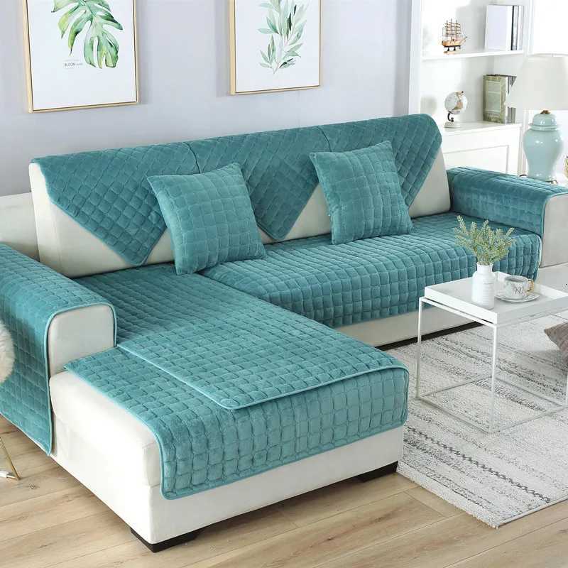 Thickened Flannel Sofa Cushion Universal Solid Color Plush Non-Slip Living Room Sofa Cover Warm Breathable Sofa Back Towel M251204 - view 4