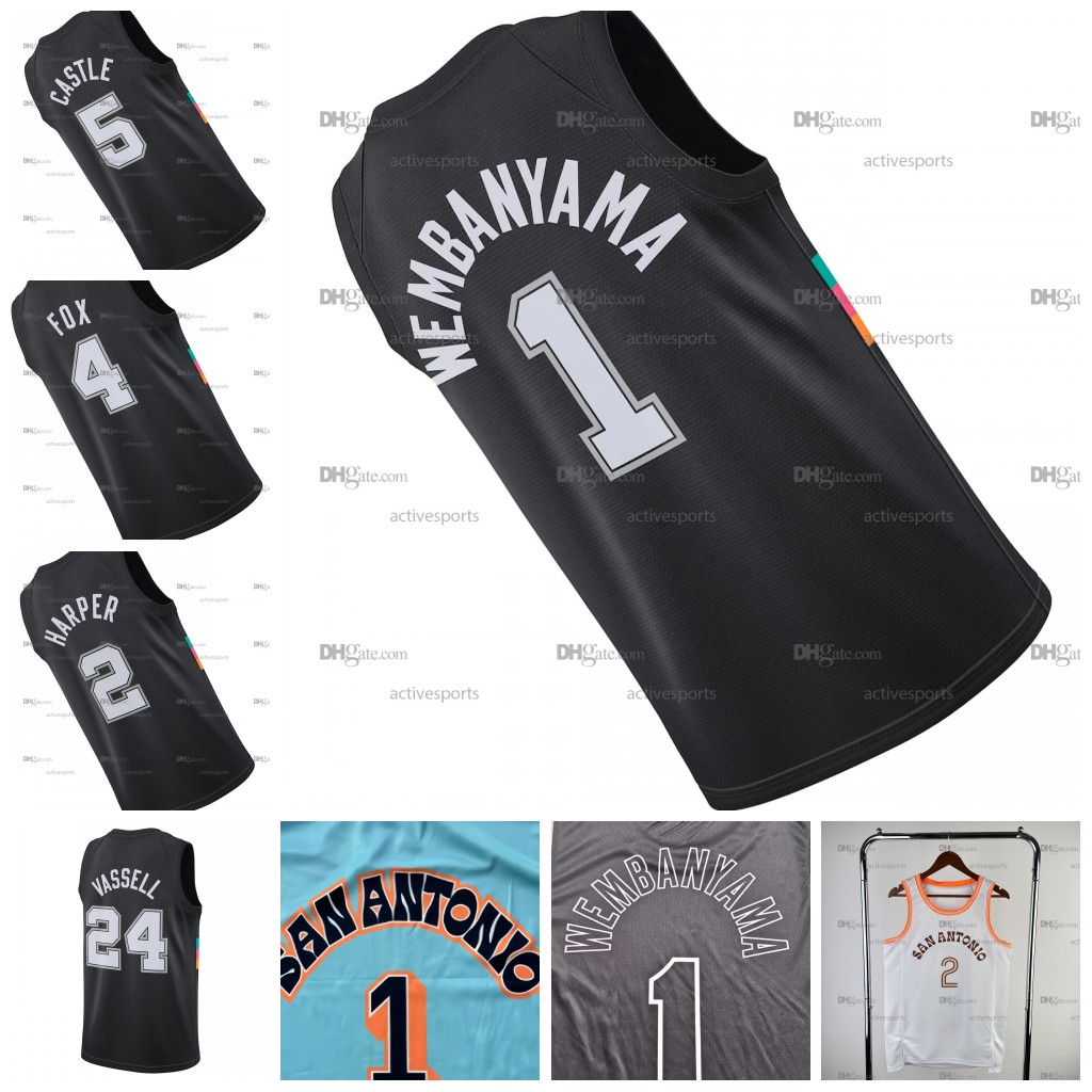 Stitched 1 Wembanyama 2026 City Edtion Basketball Jersey Castle Fox Vassell Sochan Kornet Johnson Ingram Barnes Embroidered Sports Jersey Breathable S