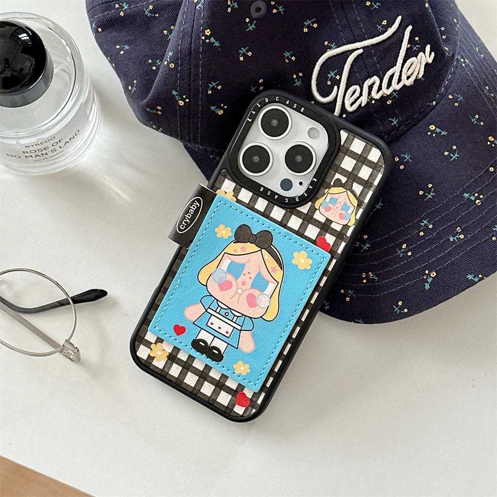 Korean Cute Cartoon Crying Girl Magnetic Grid Suitable for iPhone 12 13 14 15 16 Pro Max Anti Fall Package H251203