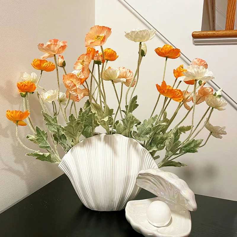 Folding Shell Creative Vase Vinyl Desktop Decor Flower Arrangement Vase Dried Flower Hydroponic Vase Folded Entrance Ornament H251204