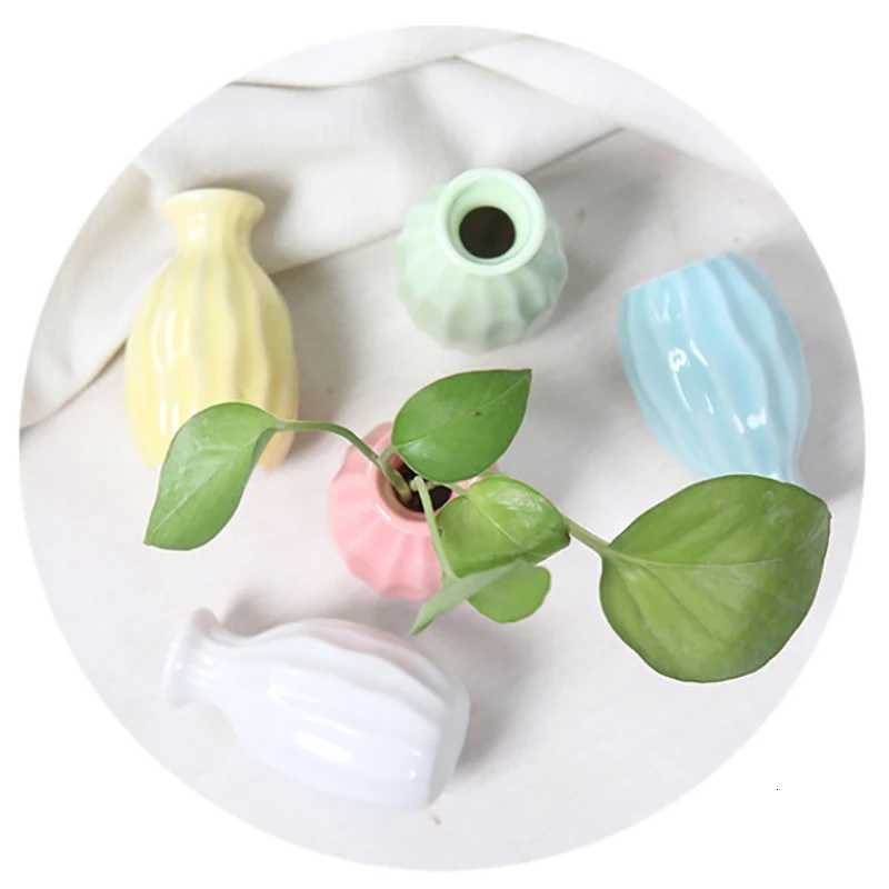 Ins Ceramics Flower Vase Nordic Hydroponics Vases Creative Ro Decor Mini Flower Plant Bottle Pots Table Ornament Colorf Vase H251204