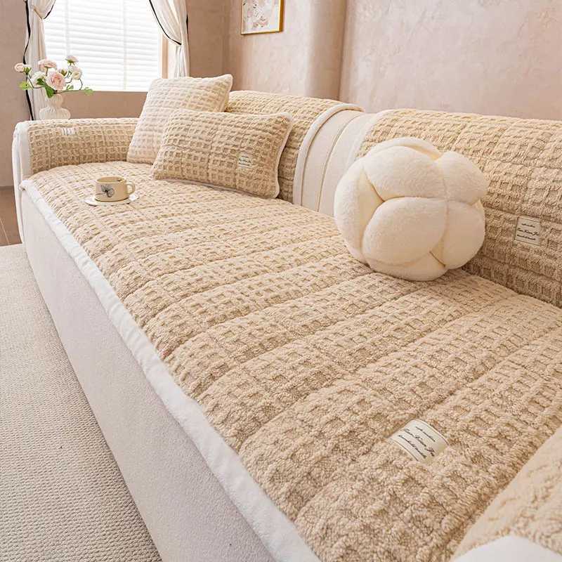 1PC-New Thickened Plush Sofa Mat with Advanced Feeling Sofa Cover Four Seasons Universal Cream Sand Hair Mat M251204 - view 4