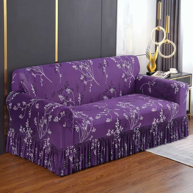 1pc Elastic Printed Sofa Slipcover With Skirt Sofa Cover Couch Cover Furniture Protector Bedroom Office Living Room Home Decor M251204 - view 5