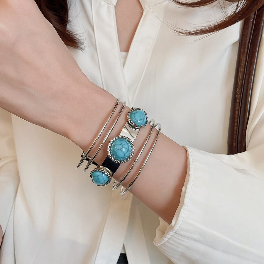 Acrylic Round Multi-layer Open Ethnic Style Light Luxury High-end Feel Bracelet European and American Cross-border Niche Jewelry for Women - view 3