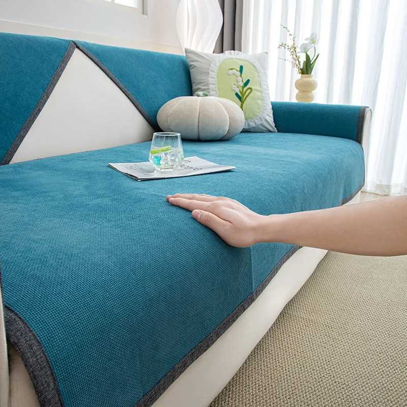 Solid Non-slip Sofa Cover Chaise Longue Slipcovers Armchair Sofa Towel Protector Couch Cover For Living Room 1/2/3/4/5 Seater M251204 - view 3