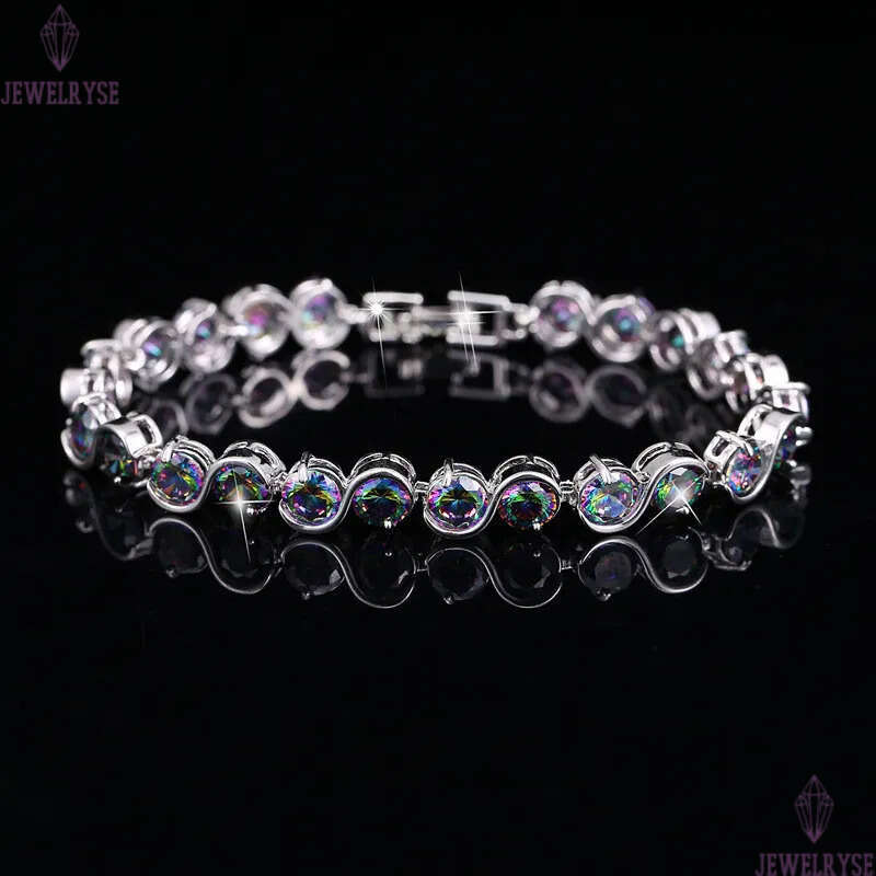 luxury pinn diamond tennis bracelet designer for woman party copper round blue colorful AAA zirconia silver charm bracelets womens fashion jewelry lad