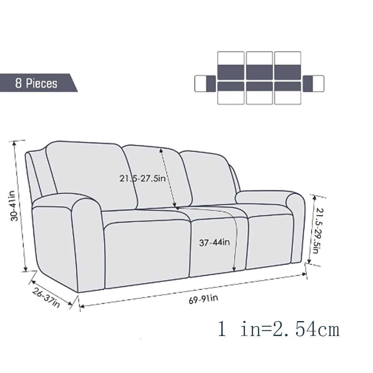 3 Seat Stretch Sectional Recliner Sofa Slipcover With Elastic Bottom Soft Washable Furniture Pet Protector Couch Cover M251204 - view 3