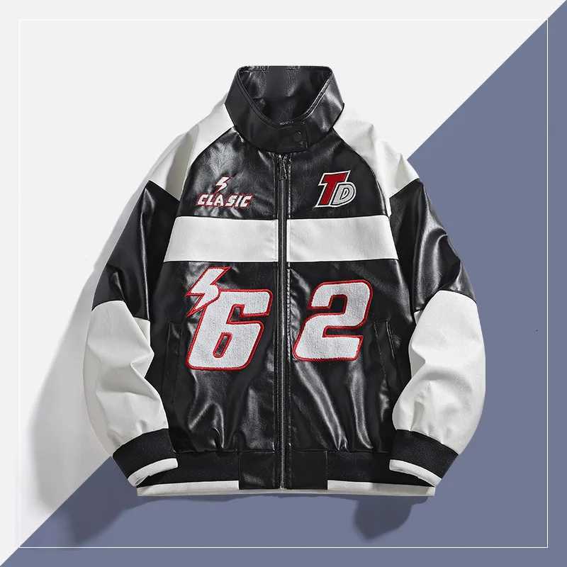 Autumn Men Coat Waterproof Windproof High Street Male Leather Outerwear Letter Printed Stand Collar Long Sleeve Man JacketT251204