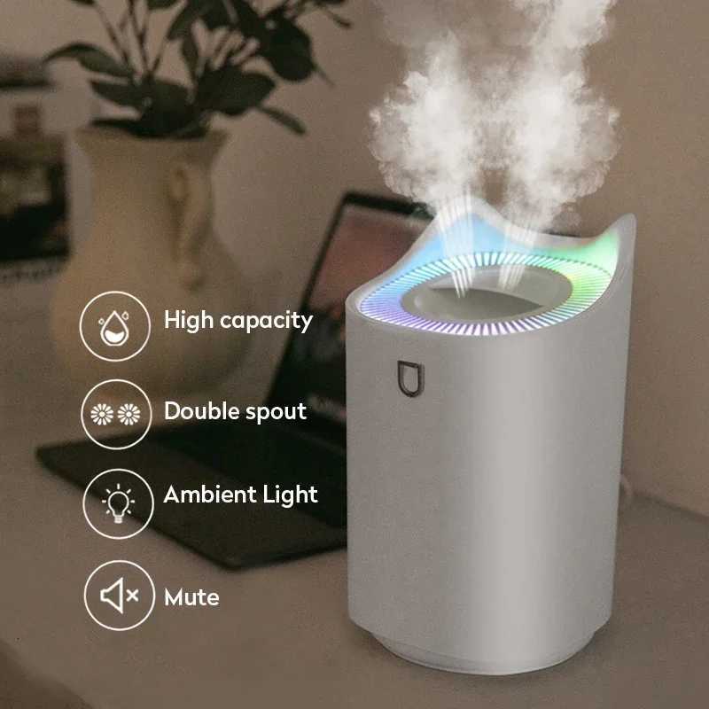 Mi 3L Air Humidifier Essential Oil Ara Diffuser Double Nozzle With Colof LED Light Humidifiers Aratherapy Diffuser C251204