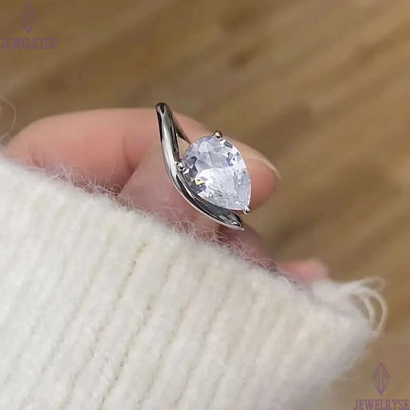 original classic 2ct pear 925 sterling silver designer ring for woman wedding bands eternity lady 5A cubic zirconia luxury engagement diamond rings je