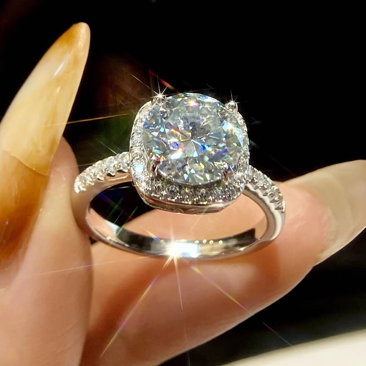 Wholesale Pure S925 Sterling Silver 18k Gold Gra VVS 3ct D Color Moissanite Ring Wedding Fine Jewelry for Men Women