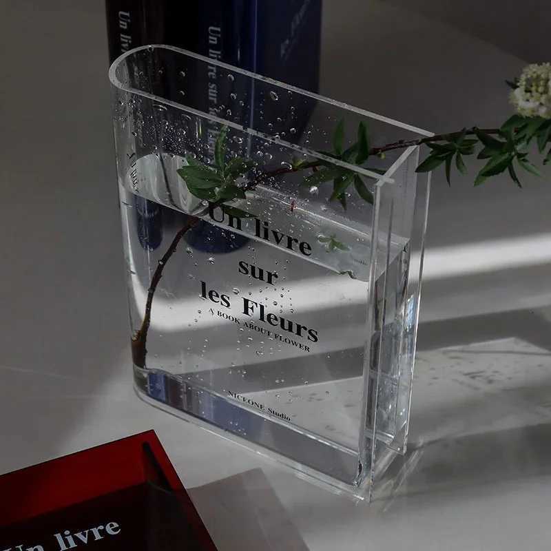 Clear Book Flower Vase Creative Acrylic Transparent Vase The Mystery Of Growth Book Vases Modern Decorative Vases Ro Decor H251204
