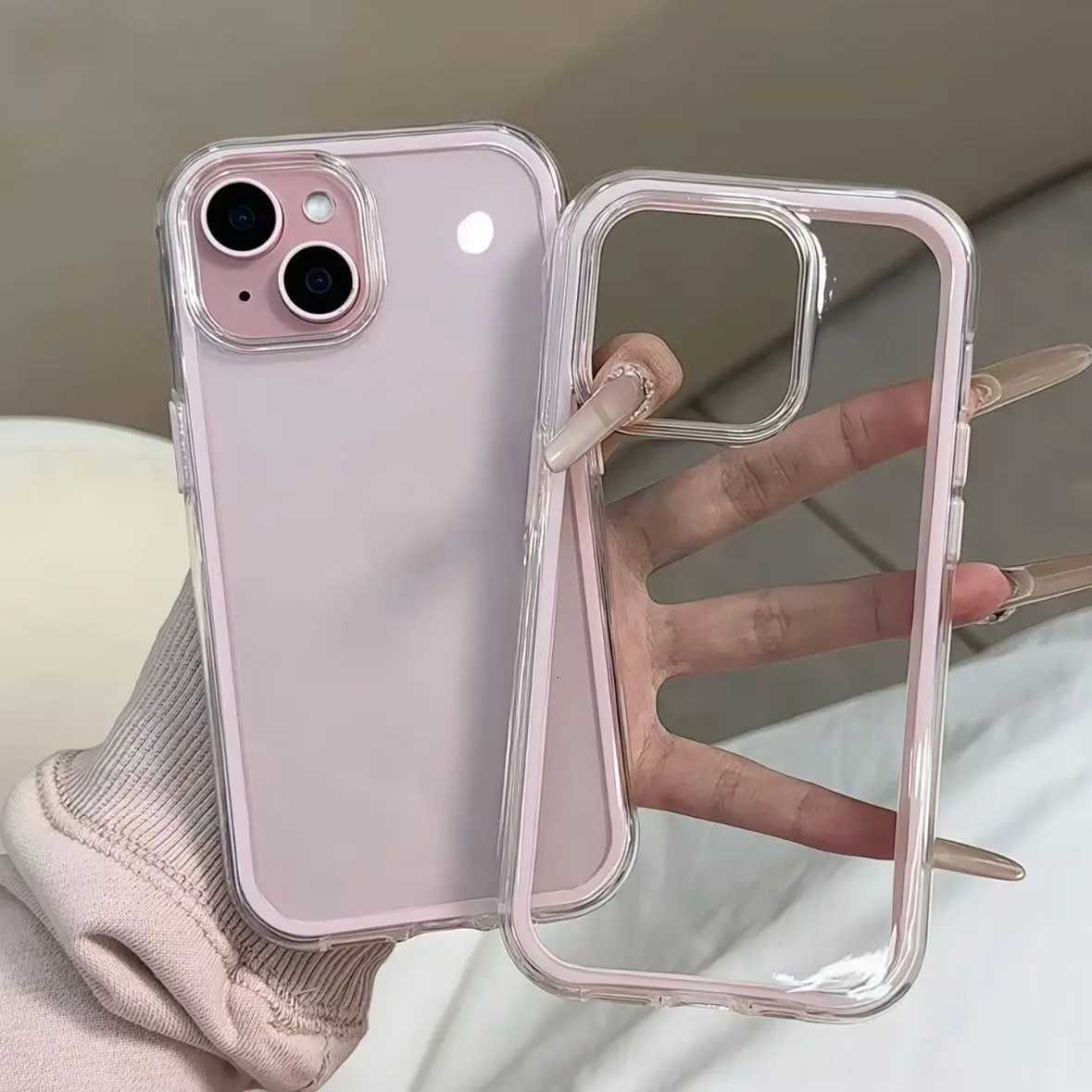 Luxury Candy Color Frame Clear Back Phone Case For iPhone 17 16 15 14 13 12 Pro Max 11 16PLUS 17 Acrylic Shockproof Bumper Cover H251203
