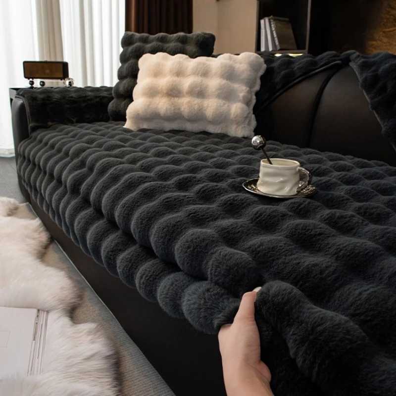 Thicken Imitation Rabbit Fur Plush Sofa Slipcover Non-slip Soft Sofa Towel Couch Cushion For Living Room Modern Home Decor M251204 - view 7