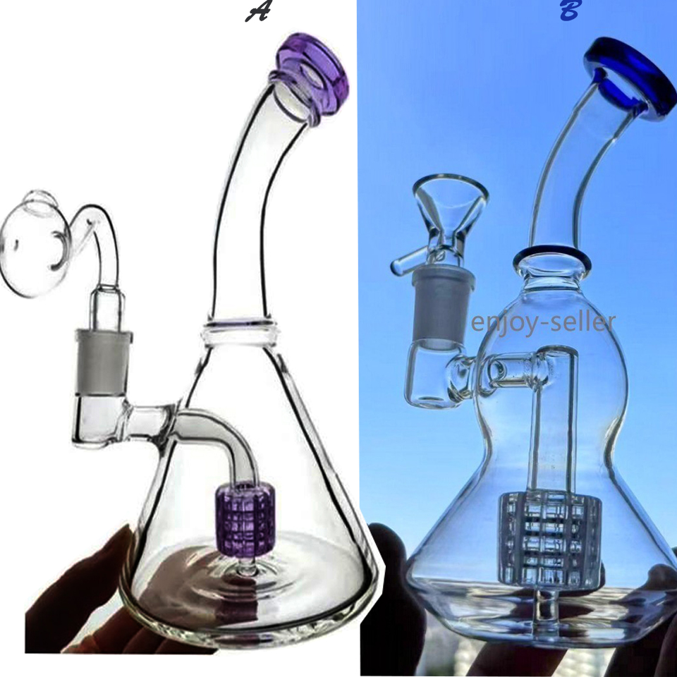 Mini Oil Bong Thick Glass Water Pipes Bubbler Matrix Perc Hookahs Recycler Water Bongs With 14mm Joint