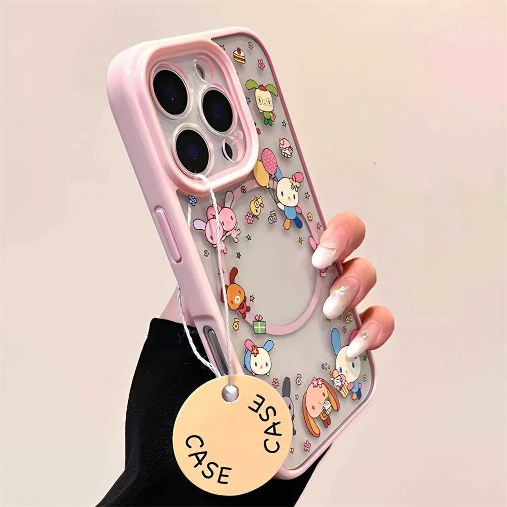 Cartoon cute flower rabbit magnetic stand phone case for iPhone 14 15 14 Pro 16 Pro Max 15pro Funda shake stand protective cover H251203