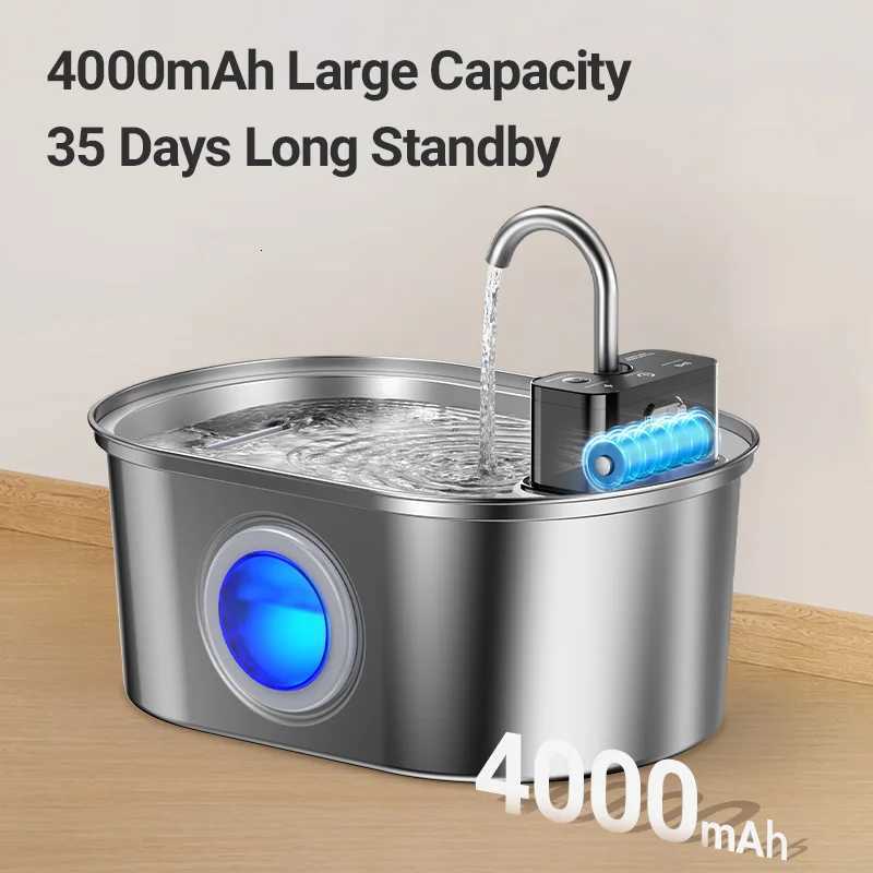 ROJECO Stainless Steel Cat Water Fountain Wireless Sensor Smart Automatic Pet Water Dispenser For Cat Dog Pet Drinking Fountain M251204