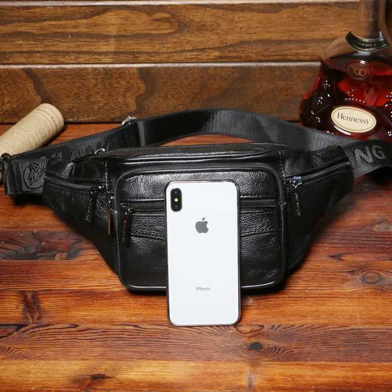 Top Grade Leather Waist Bag 2024 New Men Fanny Pack Purse Designer Running Fitness Belt Bag Phone Pack Male Crossbody Chest BagsT251204
