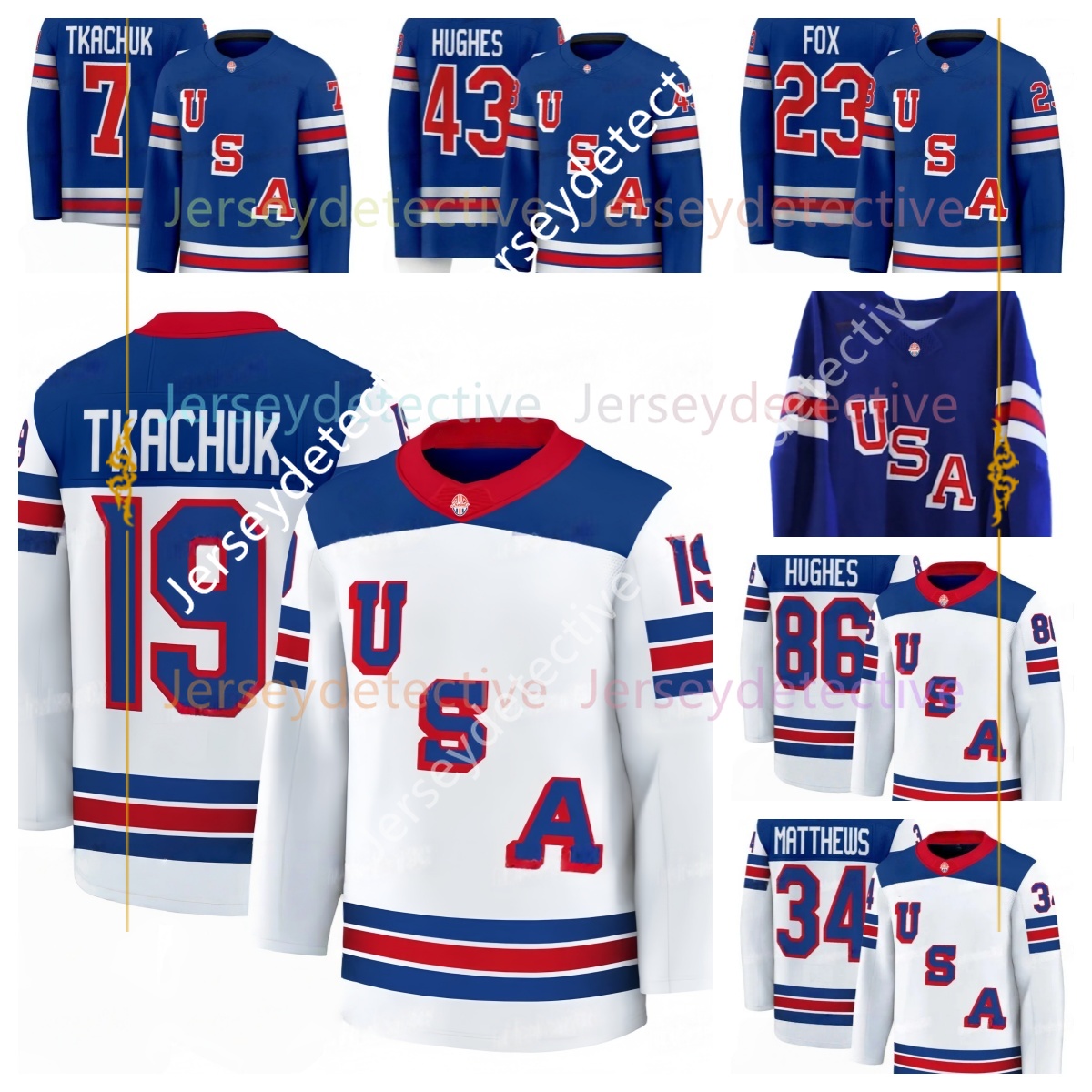 2026 USA Hockey Jersey Miller Hughes Matthew Tkachuk Jason Robertson Larkins Thompson Werenski Caufield Eichel Clayton Keller Custom Stitched