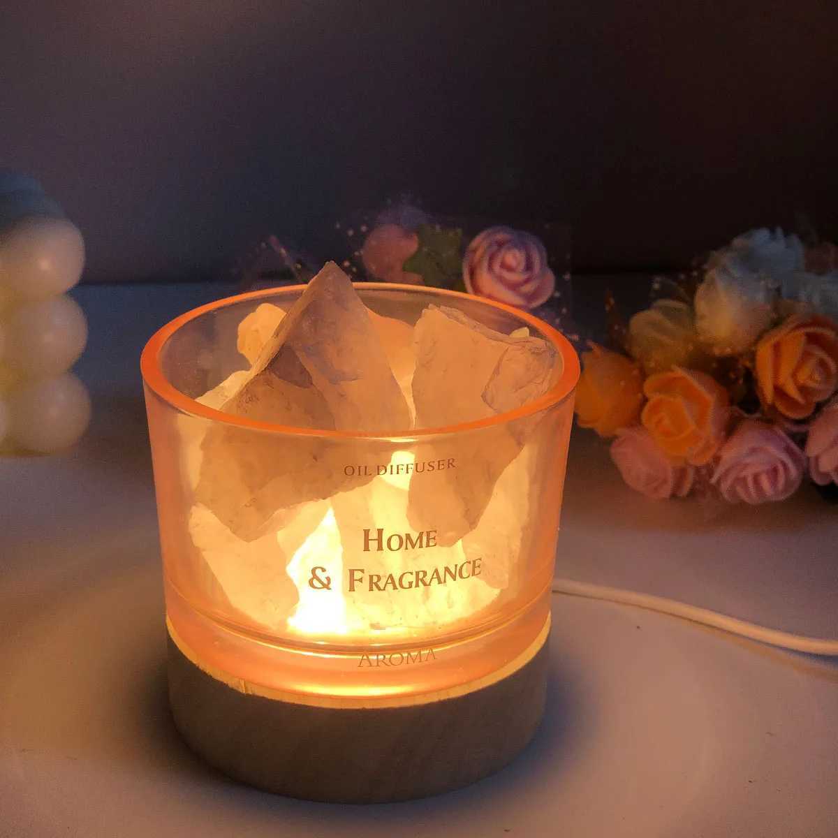 1pc stone Diffuser Home Fragrance Natural Crystal stone No Oil Wooden Luminous Gift for Mom Lady Home Decoration Bedroom Living Y251204